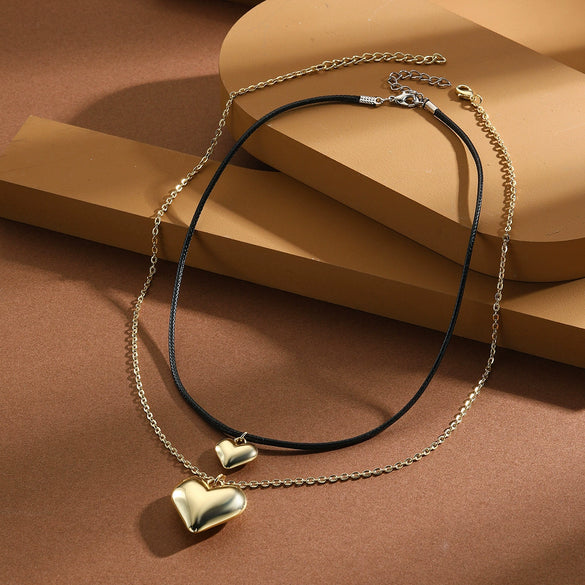 Alloy Beads Heart Shaped Electroplated Modern Retro Light Luxury Women's Ochain Necklace