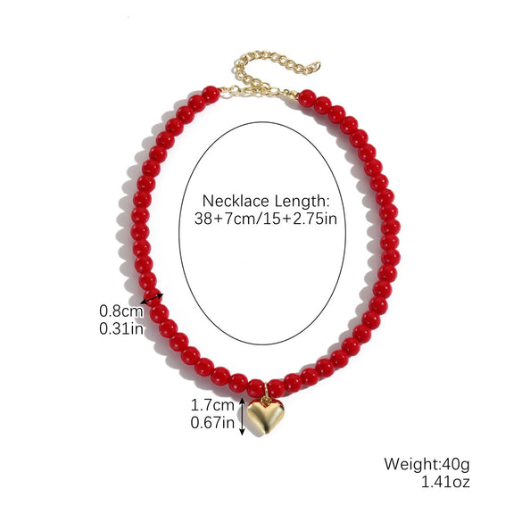 Alloy Beads Heart Shaped Electroplated Modern Retro Light Luxury Women's Ochain Necklace