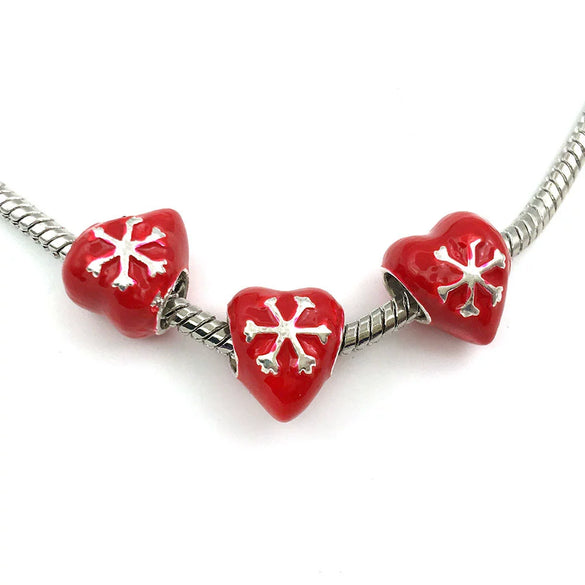 Alloy Big Hole Beads Dripping Oil Treatment Christmas Series Snowflake Santa Claus Diy Jewelry Accessories