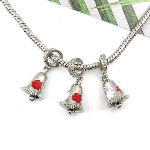 Alloy Big Hole Beads Dripping Oil Treatment Christmas Series Snowflake Santa Claus Diy Jewelry Accessories