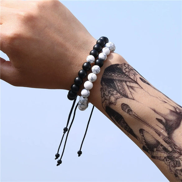 Alloy Black Gallstone And Black Magic Sand Manual Crafted Geometric Style Unisex Bracelet