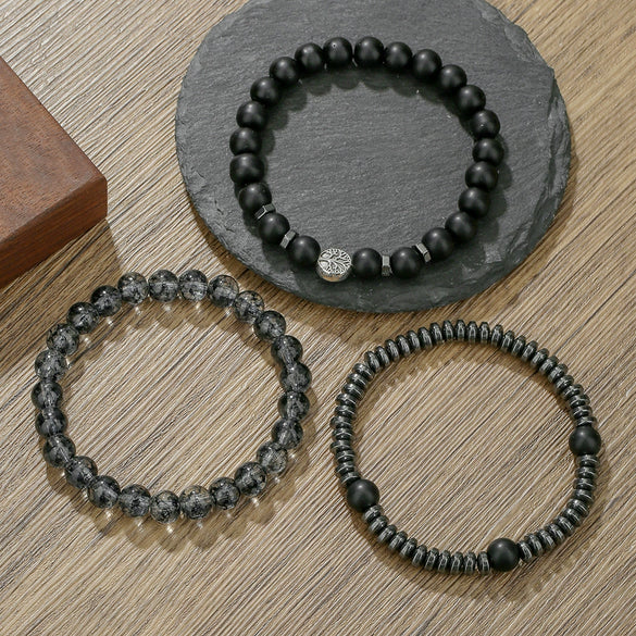 Alloy Black Gallstone And Black Magic Sand Manual Crafted Geometric Style Unisex Bracelet