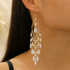 Alloy Bohemian Carved Hollow Geometric And Flower Earrings With Long Tassel Electroplating