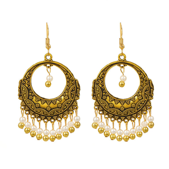 Alloy Bohemian Carved Hollow Geometric And Flower Earrings With Long Tassel Electroplating