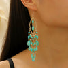 Alloy Bohemian Carved Hollow Geometric And Flower Earrings With Long Tassel Electroplating