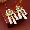 Alloy Bohemian Oil Dripping Rhombus Cotton Thread Tassel Earrings