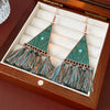 Alloy Bohemian Oil Dripping Rhombus Cotton Thread Tassel Earrings