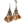 Alloy Bohemian Oil Dripping Rhombus Cotton Thread Tassel Earrings