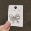 Alloy Bow Brooch With Flower Pattern For Women Electroplated Fixed Clothes Accessory