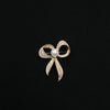 Alloy Bow Hollow Pearl Diamond Brooch Electroplated Lovely Style For Female And Unisex