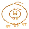 Alloy Bow Jewelry Set For Women With Electroplating Including Bracelet Necklace Ring Earrings