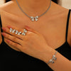 Alloy Bow Jewelry Set For Women With Electroplating Including Bracelet Necklace Ring Earrings