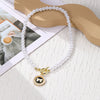 Alloy Bow Necklace With Geometric And Flower Patterns Electroplated