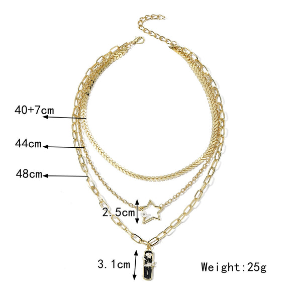 Alloy Bow Necklace With Geometric And Flower Patterns Electroplated