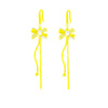 Alloy Bow Tassel Earrings Set With Pearls For Women