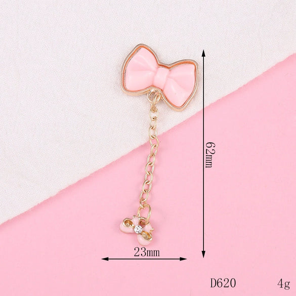 Alloy Bow Tie Pattern Mobile Phone Case Tassel Pendant Jewelry Accessories Electroplating
