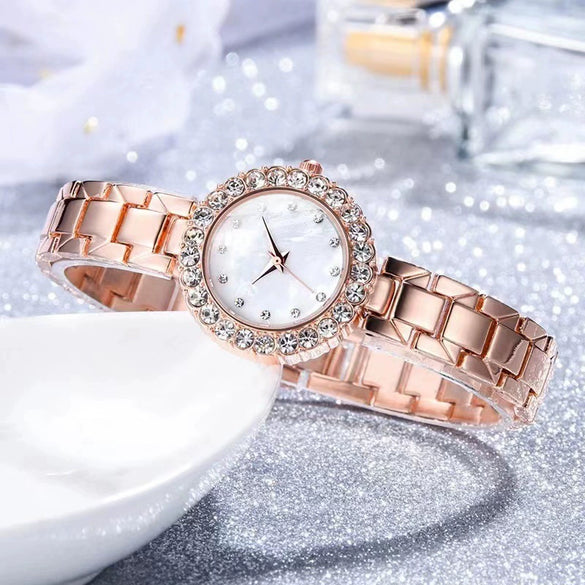 Alloy Bracelet Rhinestone Twopiece Fashion Watches For Men And Women Students
