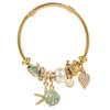 Alloy Bracelet With Diamond Star And Starfish Pendant For Women