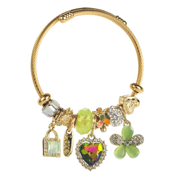 Alloy Bracelet With Lock Heart Love Flower Pendant Set With Diamonds Fashionable And Sweet For Women