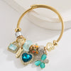 Alloy Bracelet With Lock Heart Love Flower Pendant Set With Diamonds Fashionable And Sweet For Women