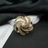 Alloy Brooch With Imitation Pearls And Flower Pattern Electroplated For Women