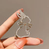 Alloy Bunny Brooch With Flower Pattern Electroplated For Women's Suit Accessories