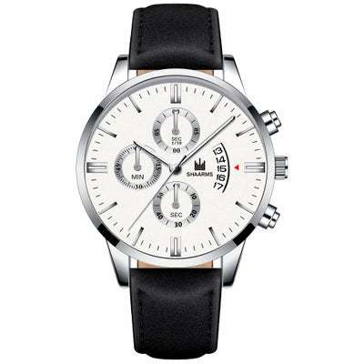 Alloy Business Casual Men's Round Dial Quartz Belt Watch With Scale Display And Horseshoe Buckle