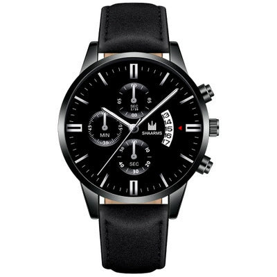 Alloy Business Casual Men's Round Dial Quartz Belt Watch With Scale Display And Horseshoe Buckle