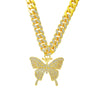 Alloy Butterfly Cuban Chain Necklace With Diamond Inlay Hiphop Style Featuring Letters Numbers Text Pattern For Men