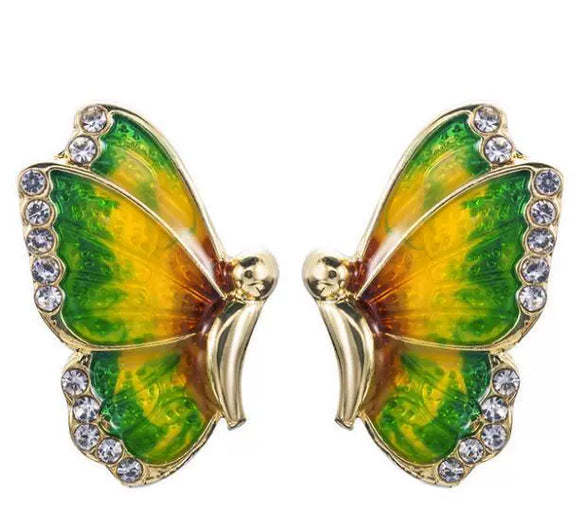 Alloy Butterfly Diamondembedded Insect Earrings
