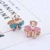 Alloy Butterfly Hairpin With Color Rhinestones For Women Electroplated Grip Clip
