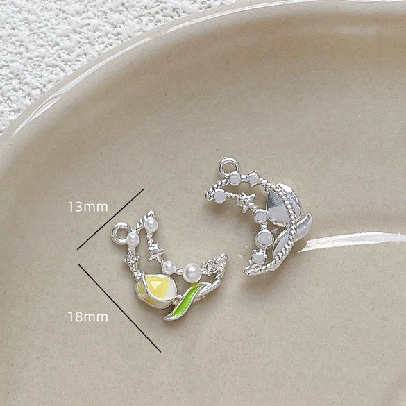 Alloy Butterfly Moon Pendant Diy Handmade Bracelet Necklace Beaded Mobile Phone Chain Accessories Electroplating