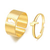 Alloy Butterfly Punk Style Couple Ring Set With Geometric Pattern And Electroplating Treatment