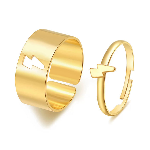 Alloy Butterfly Punk Style Couple Ring Set With Geometric Pattern And Electroplating Treatment