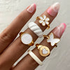 Alloy Butterfly Punk Style Couple Ring Set With Geometric Pattern And Electroplating Treatment