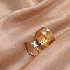 Alloy Butterfly Punk Style Couple Ring Set With Geometric Pattern And Electroplating Treatment