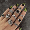 Alloy Butterfly Punk Style Couple Ring Set With Geometric Pattern And Electroplating Treatment
