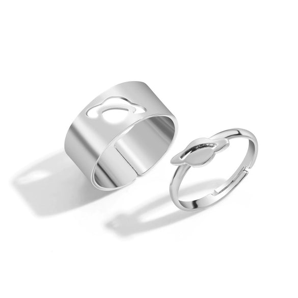 Alloy Butterfly Punk Style Couple Ring Set With Geometric Pattern And Electroplating Treatment