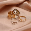 Alloy Butterfly Punk Style Couple Ring Set With Geometric Pattern And Electroplating Treatment