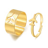 Alloy Butterfly Punk Style Couple Ring Set With Geometric Pattern And Electroplating Treatment