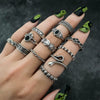 Alloy Butterfly Punk Style Couple Ring Set With Geometric Pattern And Electroplating Treatment