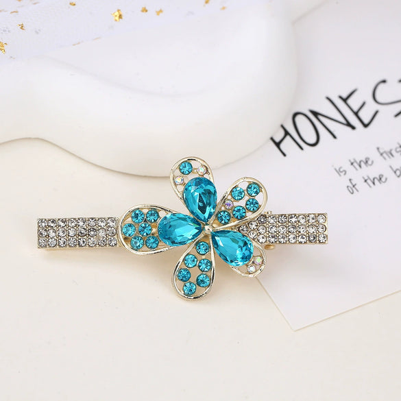 Alloy Butterfly Rhinestone Duckbill Side Clip Hairpin For Women Set With Diamonds