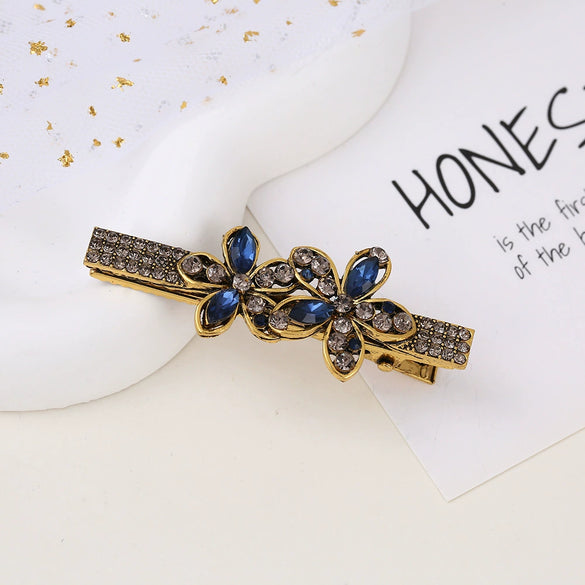 Alloy Butterfly Rhinestone Duckbill Side Clip Hairpin For Women Set With Diamonds