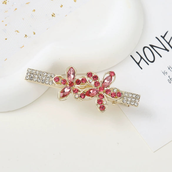 Alloy Butterfly Rhinestone Duckbill Side Clip Hairpin For Women Set With Diamonds