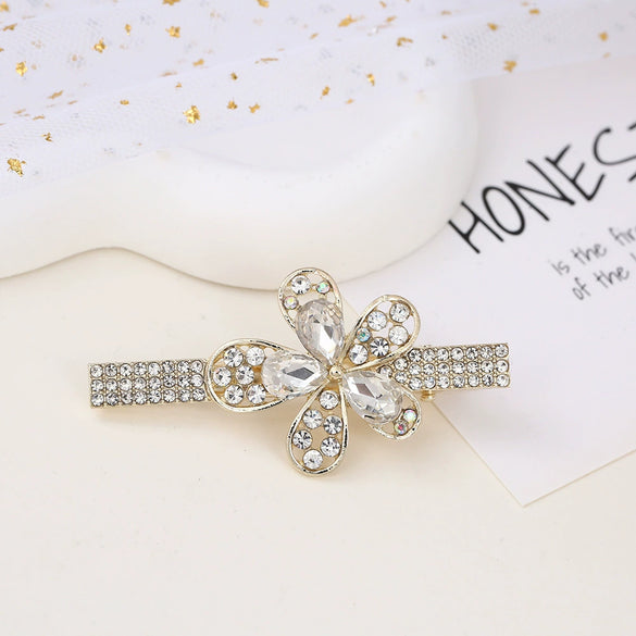 Alloy Butterfly Rhinestone Duckbill Side Clip Hairpin For Women Set With Diamonds