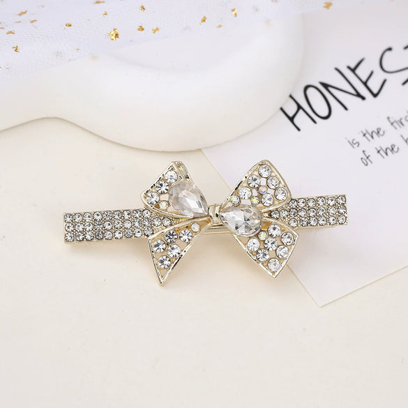 Alloy Butterfly Rhinestone Duckbill Side Clip Hairpin For Women Set With Diamonds