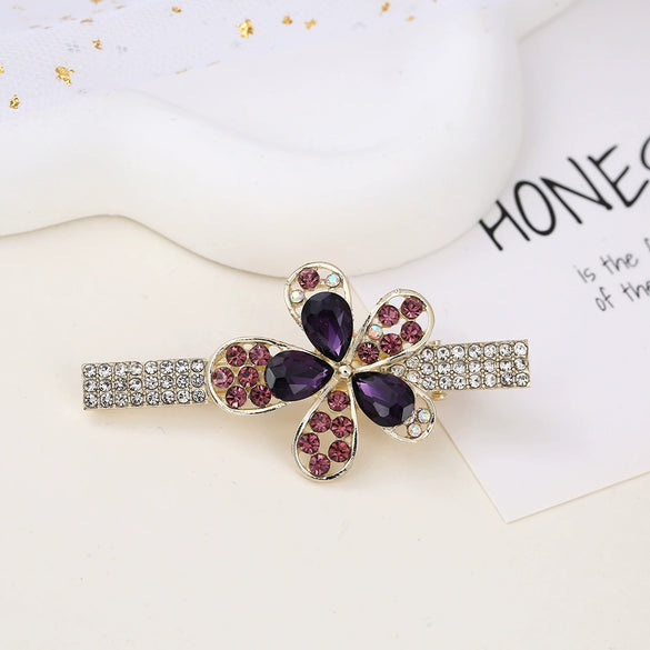 Alloy Butterfly Rhinestone Duckbill Side Clip Hairpin For Women Set With Diamonds