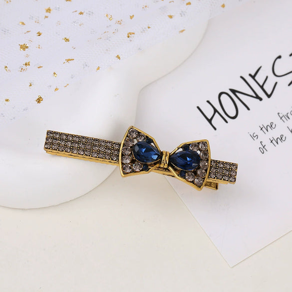 Alloy Butterfly Rhinestone Duckbill Side Clip Hairpin For Women Set With Diamonds