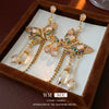 Alloy Butterfly Tassel Earrings Set With Diamonds Geometric Animal Zodiac Retro Sophisticated For Women