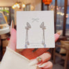 Alloy Butterfly Tassel Earrings With Diamond Design For Women